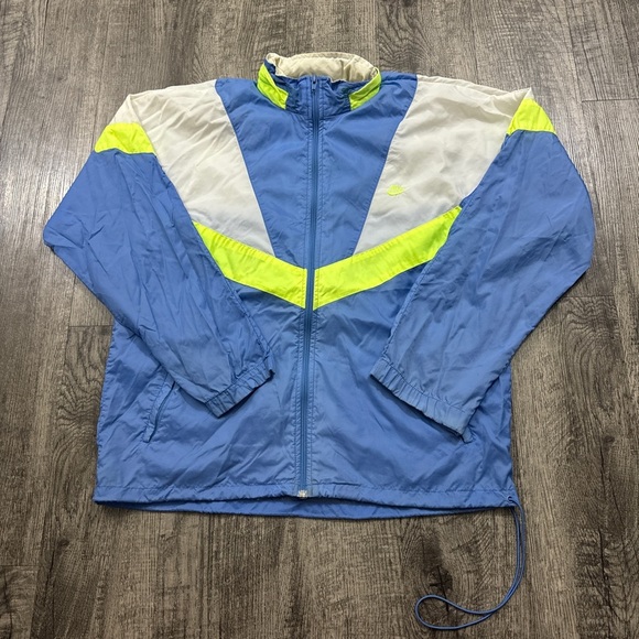 Vintage 90s Nike Neon Windbreaker Nylon Track Jacket - Picture 1 of 8